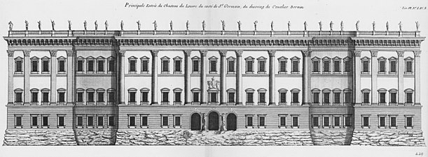 Proposed Baroque east façade of Louvre by Gian Lorenzo Bernini