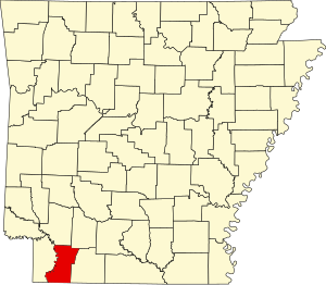 Map of Arkansas highlighting Lafayette County