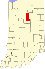 Map of Indiana highlighting Miami County