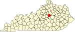 State map highlighting Jessamine County