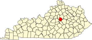 Map of Kentucky highlighting Jessamine County