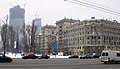 Kutuzovsky 26, Leonid Brezhnev's and Mikhail Suslov's home, Moscow-City behind
