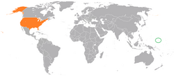 Map indicating locations of Nauru and United States