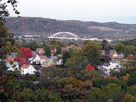 The Neville Island Bridge as viewed from a hill in Coraopolis