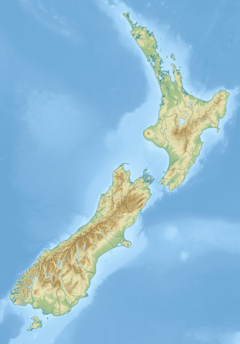 Relief map of New Zealand showing a dot in the northeast to indicate the location of the Waiorongomai River