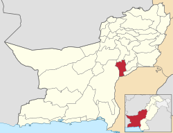 Karte von Pakistan, Position von Distrikt Jhal Magsi hervorgehoben