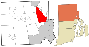 Location in Providence County and the state of Rhode Island.