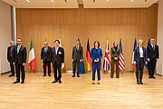 Secretary Blinken with G7 Foreign Ministers at the NATO Foreign Ministerial in Brussels, Belgium, April 2022