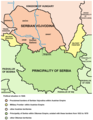 Principality of Serbia and Serbian Vojvodina in 1848.