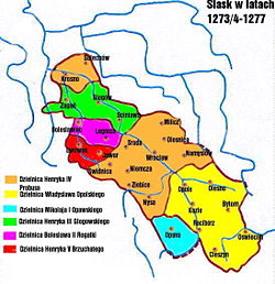 Silesia in 1274: Jawor Duchy in red