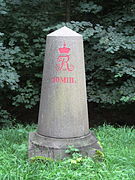 A milestone with royal cypher of Frederick VII in Skanderborg Dyrehave