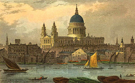 19th-century coloured engraving from the south-west by Thomas Hosmer Shepherd
