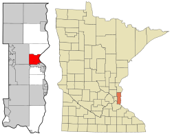 Location of the city of Stillwater within Washington County, Minnesota
