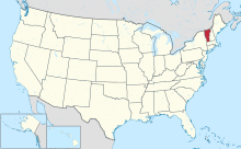 Map of the United States with Vermont highlighted