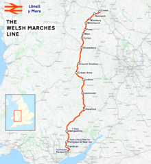 the map of the Welsh Marches line, with the area labeled