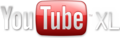 Logo of YouTube XL with glossy texture.