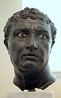 Bronze portrait of an unknown sitter, with inlaid eyes, Hellenistic period, 1st century BC, found in Lake Palestra of the Island of Delos.