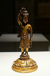 The Buddha at Birth. Gilt bronze. Asuka period, 7th century