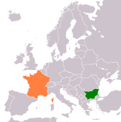 Map indicating locations of Bulgaria and France