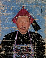 The Dörbed-Oirat Buyan Tegus in Qing dynasty costume. Painting by Jean Denis Attiret.