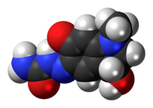 Space-filling model of the carbazochrome molecule
