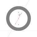 Caster angle θ indicates kingpin pivot line and gray area indicates vehicle's tire with the wheel moving from right to left. A positive caster angle aids in directional stability, as the wheel tends to trail, but a large angle makes steering more difficult.