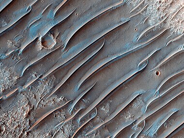 Close view of transverse aeolian ridges (TAR's), as seen by HiRISE
