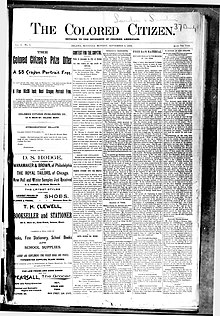 Five-column front page of paper