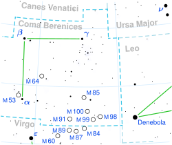 Map of the constellation Coma Berenices