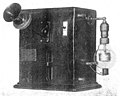 The first Audion AM radio transmitter, built by Lee de Forest and announced April, 1914