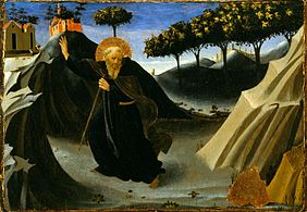 Fra Angelico, Saint Anthony Abbot Shunning the Mass of Gold ** (c. 1435–1440), 19.7 x 28.1 cm.