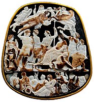The cameo gem known as the "Great Cameo of France", c. 23 CE, with an allegory of Augustus and his family
