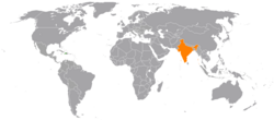 Map indicating locations of Haiti and India