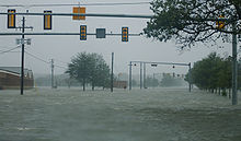 Photo of flooded roadways at Langley AFB in Hampton, Virginia, due to Isabel.