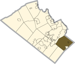 Location of Upper Saucon Township in Lehigh County, Pennsylvania