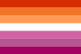 Orange-pink lesbian flag derived from the pink lesbian flag, circulated on social media in 2018[40]