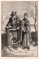 Humorous illustration of a Puritan couple (December 12, 1885)