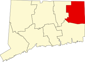 Map of Connecticut highlighting Windham County