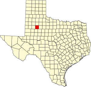 Map of Texas highlighting Garza County