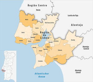 Karte der Subregion Metropolregion Lissabon