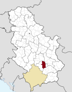Location of the city of Prokuplje within Serbia