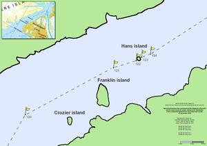Zentraler Abschnitt des Kennedy-Kanals; links oben: Karte über die gesamte Länge des Kennedy-Kanals