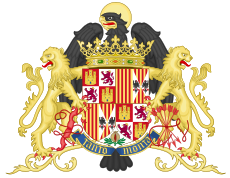 Coat of arms as queen with Castilian royal supporters (1492–1504)