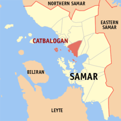 Map of Samar with Catbalogan highlighted