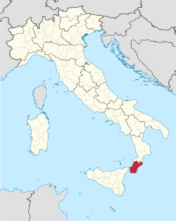 Map highlighting the location of the province of Reggio Calabria in Italy