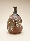 Aizuhongō ware sake bottle (tokkuri), Edo period, mid-19th century