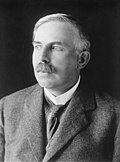 Black-and-white photographic portrait of Sir Ernest Rutherford
