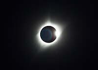 My best picture of the solar eclipse of August 21, 2017, photographed from central Wyoming. The diamond ring effect is visible along with lens flare.