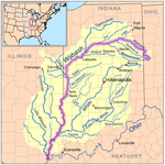 Map of the Wabash River catchment with the Wabash River highlighted.