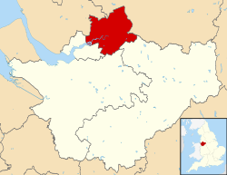 Warrington shown within Cheshire